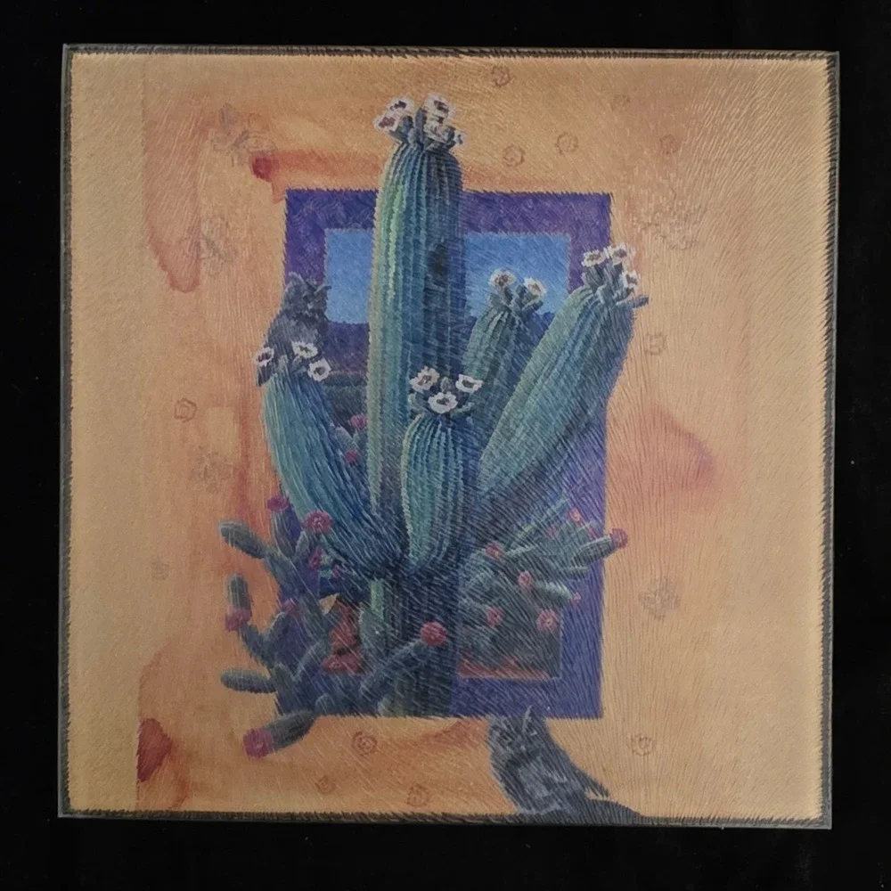 VTG Tuftop Tempered Glass Saguaro Cactus Trivet Soutbwest 6x6